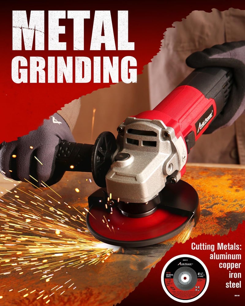AVID POWER Angle Grinder 4-1/2 inch Electric Grinder Tools 750W 6.5 Amp Metal Grinder, 11500 RPM, with Grinding and Cutting Wheels, Auxiliary Handle, Wrench for Cutting and Grinding - Image 4